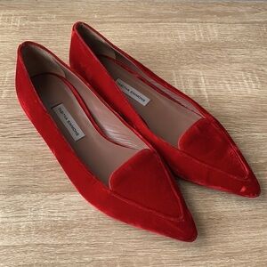 Tabitha Simmons Alexa Red Velvet Pointed Flats size 6.5